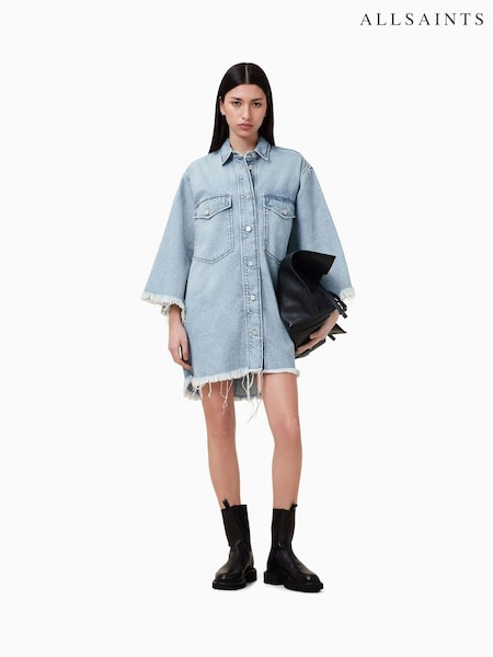 AllSaints Blue Faye Short Sleeve Denim Dress (G01282) | €256