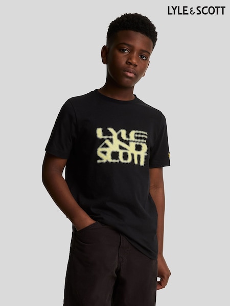 Lyle & Scott Black Formation Blur Graphic 100% Cotton T-Shirt (G01320) | €37