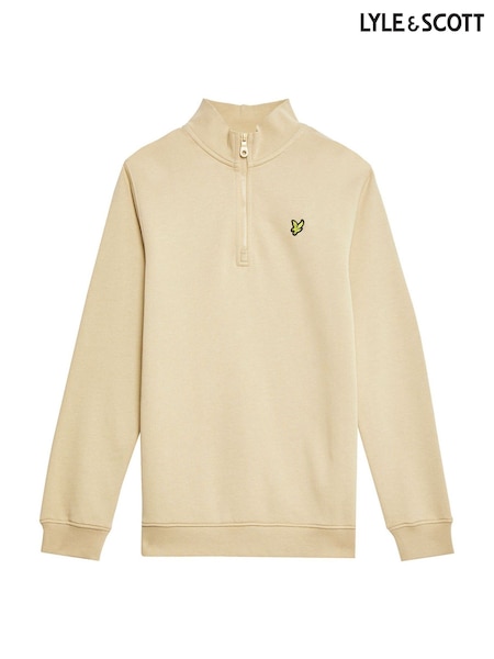 Lyle & Scott Cream Quarter Zip Pullover Jumper (G01323) | ₪251 - ₪277