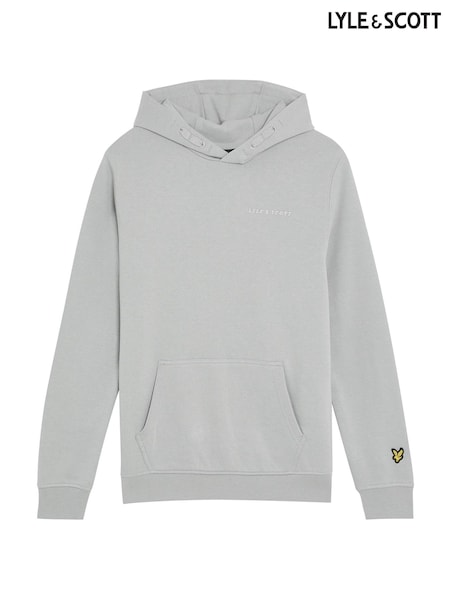Lyle & Scott Grey Script Embroidered Hoodie (G01325) | 297 QAR