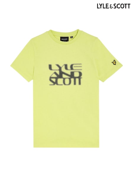 Lyle & Scott Yellow Formation Blur Graphic 100% Cotton T-Shirt (G01340) | 139 QAR
