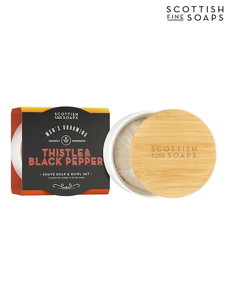 Scottish Fine Soaps Thistle Black Pepper Shave Soap Bowl Set (G01457) | €37