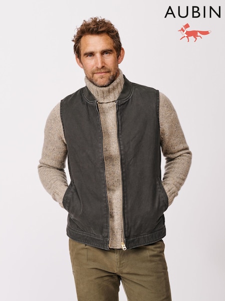 Aubin Duke Canvas 100% Cotton Black Gilet (G01497) | €178