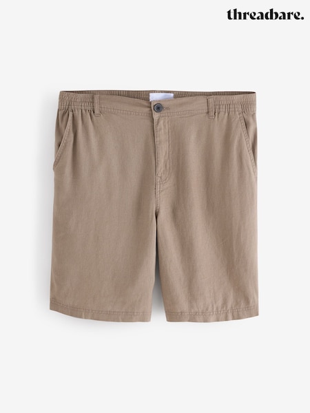 Luz marrom - Threadbare Linen Blend Shorts (G01542) | R$ 280