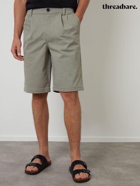 Verde - Threadbare Relaxed Fit Pleated Stretch Chinos Shorts (G01577) | 179 LEI