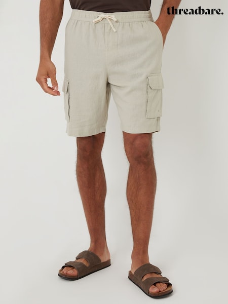 Threadbare Natural Linen Blend Cargo Shorts (G01579) | €34