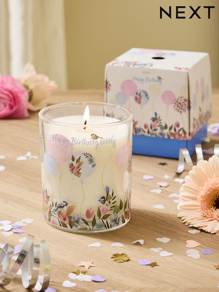 Pure Linen Happy Birthday Vintage Balloon Candle (G01614) | €11