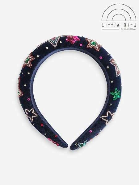 Little Bird by Jools Oliver Navy Velvet Headband With Rainbow Sequin (G01673) | AED82