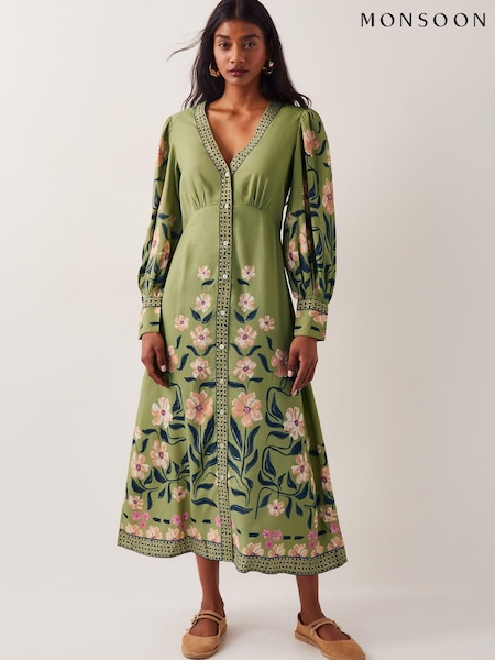 Monsoon Belle Floral Blouson Midi Dress (G01690) | ‏639 د.إ.‏