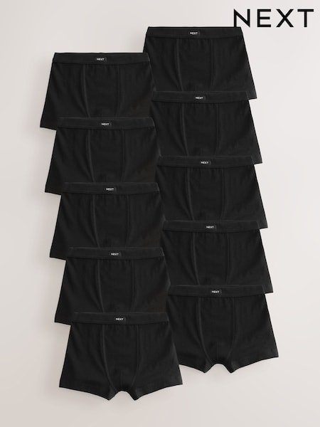 Charcoal Black Soft Waistband Trunks 10 Pack (2-16yrs) (G01742) | €40 - €47
