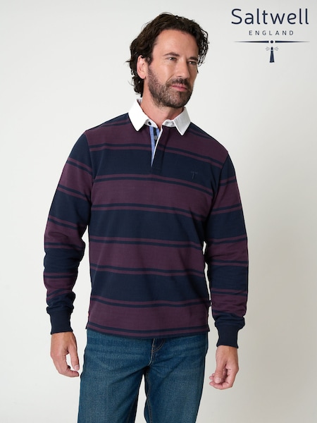 Saltwell Stripe Long Sleeve Polo Neck Rugby Top (G01849) | €45
