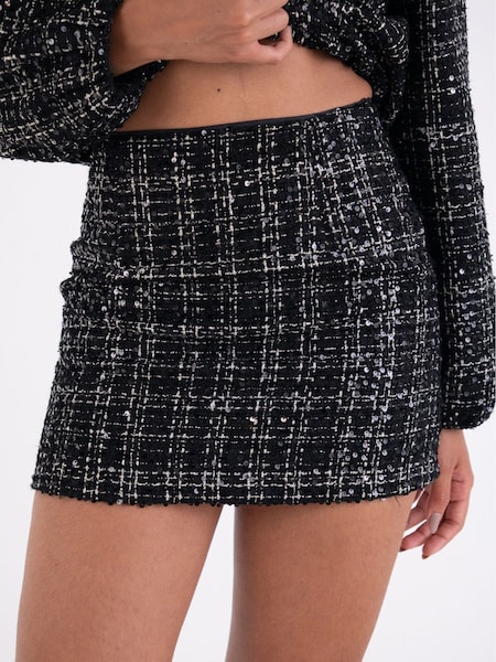 Amy Lynn Black Jeanette Sequin Boucle Mini Skirt (G01966) | €78