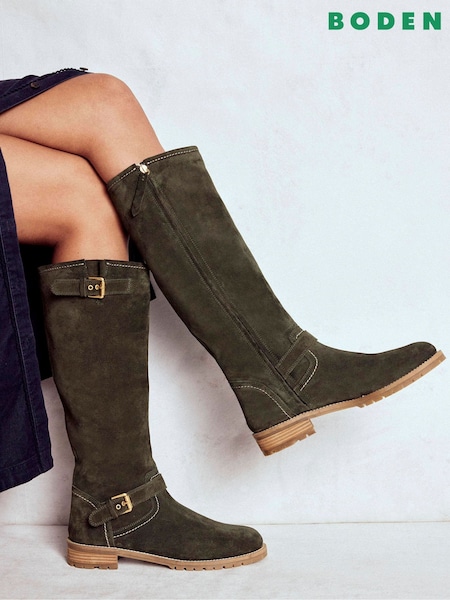 Boden Green Buckle Knee High Boots (G01988) | AED1,392