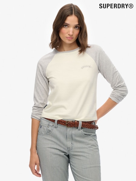 Superdry Grey Essential Logo Long Sleeve Baseball Top (G02006) | €41