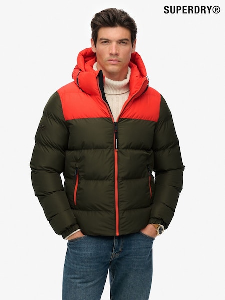 Superdry Brown Colourblock Hooded Puffer Jacket (G02070) | €167