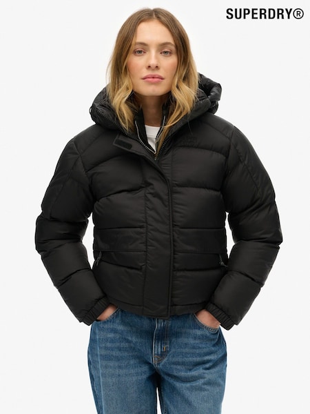 Superdry Black Hooded 5 Baffle Puffer Jacket (G02071) | €144