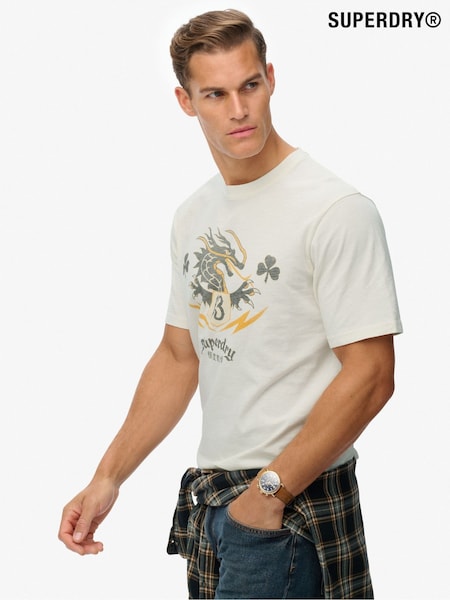Superdry Cream Campaign Souvenir Loose T-Shirt (G02078) | 148 QAR