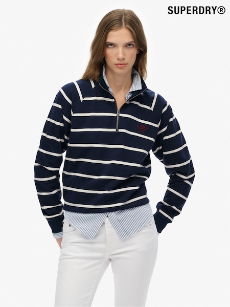 Superdry Blue Athletic Essentials Stripe Half Zip Jumper (G02082) | €68