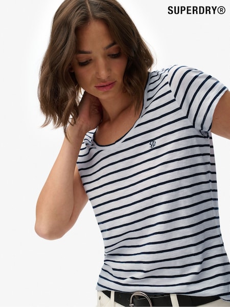 Superdry White Studios Scoop Neck T-Shirt (G02091) | R$ 195