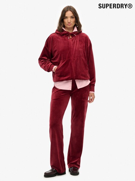 Superdry Red Country Club Velour Zip Hoodie (G02104) | €87