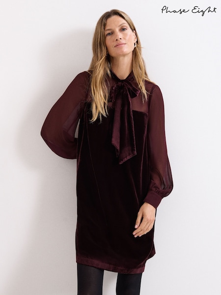 Phase Eight Red Vinnie Velvet Dress (G02214) | €145