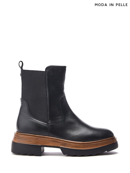 Moda in Pelle Omri Elastic Panel Chelsea Black Boots (G02270) | €118