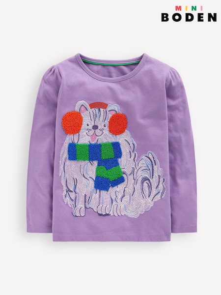 Boden Purple Long Sleeve Superstitch T-Shirt (G02299) | €28 - €31