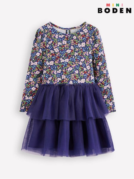 Boden Blue Tulle Mix Dress (G02306) | AED215 - AED245