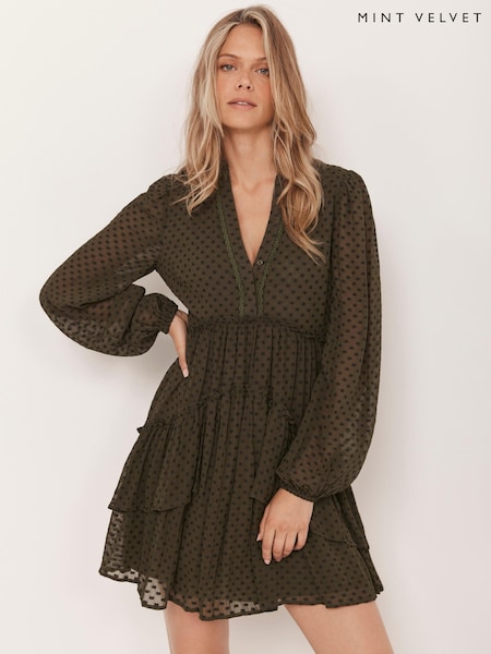 Mint Velvet Green Green Jacquard Mini Dress (G02404) | €165