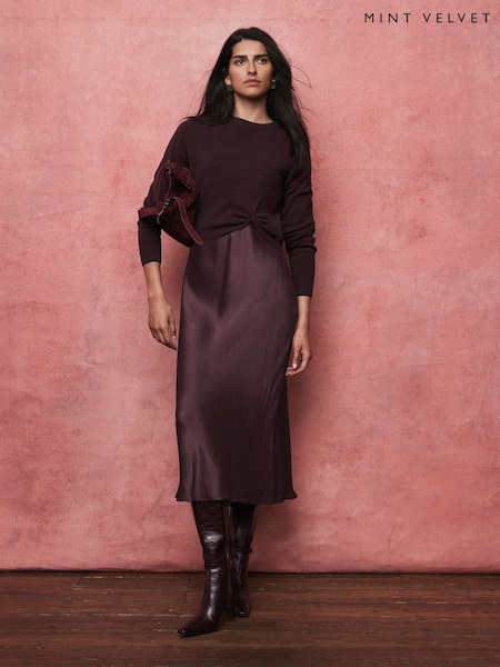Mint Velvet Red Jumper Layered Slip Dress (G02409) | €226