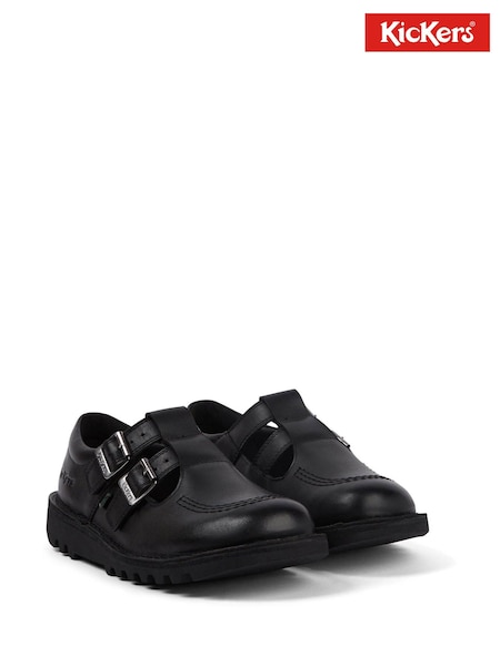 Kickers Black Adult Womens Kick T Double Leather Shoes (G02604) | €111