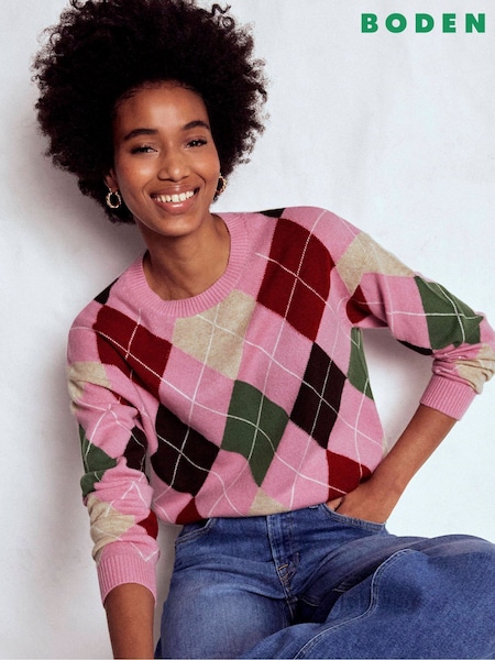 Boden Pink Lydia Cashmere Jumper (G02614) | €232