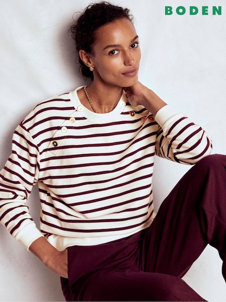 Boden Purple Button Detail Sweatshirt (G02698) | €101