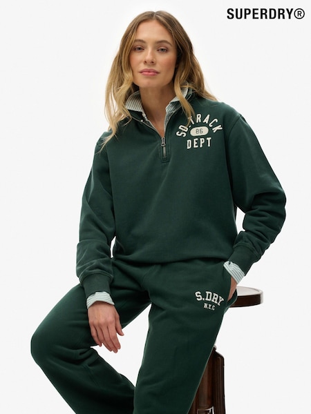 Superdry Green Athletic Essentials Applique Half Zip Sweatshirt (G02766) | €68