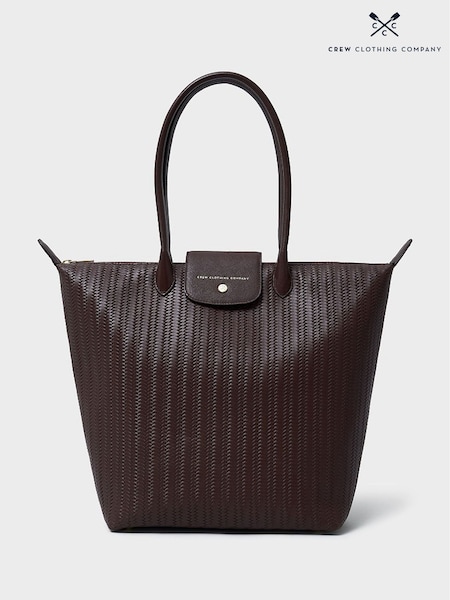 Crew Clothing Brown Woven Emboss Leather Tote Bag (G04068) | R$ 1.375