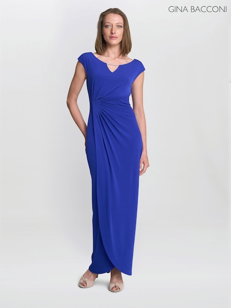 Gina Bacconi Blue Eileen Wrap Maxi Dress (G04188) | €212