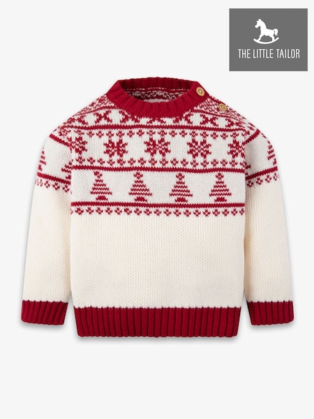 The Little Tailor Baby Cream Christmas Half Fairisle Cotton Jumper (G04296) | 144 QAR