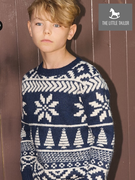 The Little Tailor Kids Chunky Two Tone Fairisle Jumper (G04315) | AED198 - AED210
