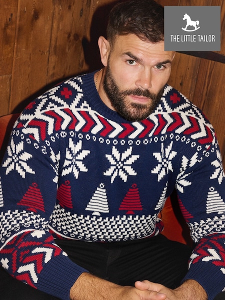 The Little Tailor Blue Christmas Multicoloured Fairisle Cotton Jumper (G04317) | €83