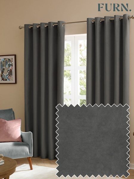 Furn The Ultimate Velvet 100% Blackout Eyelet Curtains (G04616) | ‏192 ر.ق. - ‏462 ر.ق.