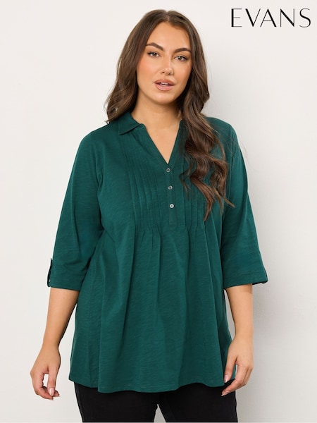 Evans Pintuck Henley Top (G04643) | 144 QAR