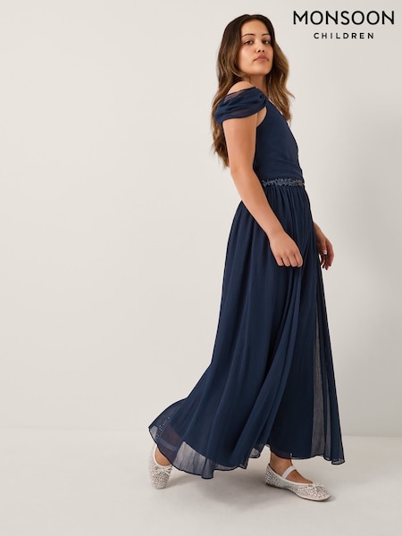 Monsoon Blue Sequin One Shoulder Prom Dress (G04809) | €64 - €70