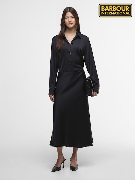 Barbour® International Black Kaia Satin Midi Skirt (G04908) | €89