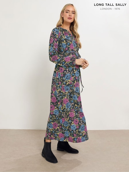 Schwarz - Long Tall Sally Floral Belted Midaxi Dress (G04912) | 67 €