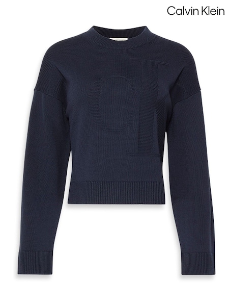 Calvin Klein Blue Cropped Long Sleeve T-Shirt (G04985) | 594 QAR