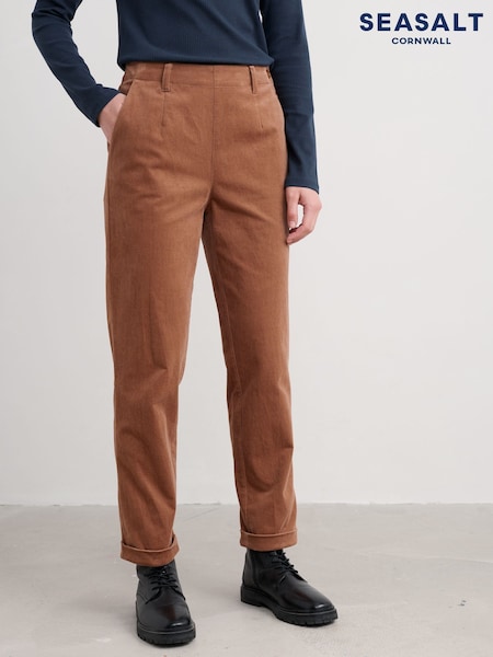 Seasalt Cornwall Brown Brown Crackington Tapered Trousers (G05327) | 346 QAR