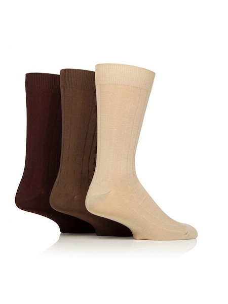 Glenmuir Natural Classic Rib Crew Socks 3 pack (G05366) | €17
