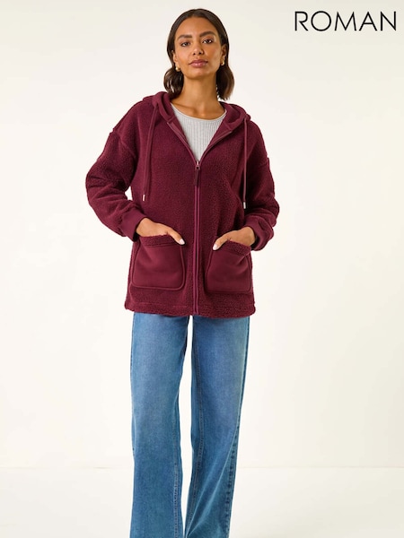 Roman Red Hooded Borg Zip Through Jacket (G05445) | €64
