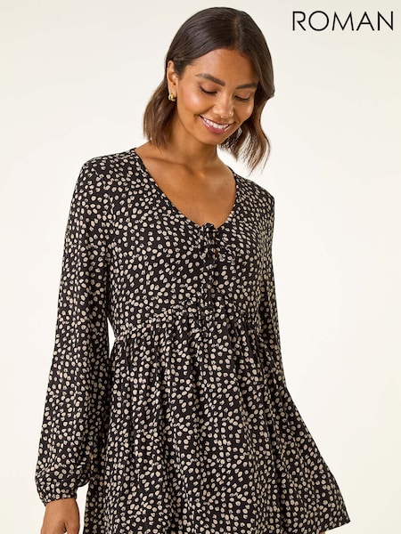 Roman Black Printed Snit Jersey Blouse (G05446) | €53