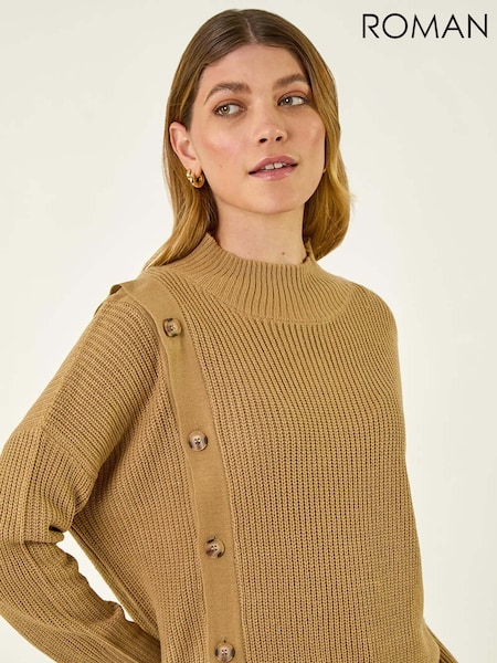 Roman Natural Side Buttoned Knit Jumper (G05457) | €56